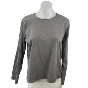Zara Women's Gray Crew Neck Long Sleeve Casual Jersey T-Shirt Sweater Top Size L